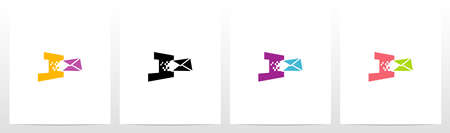 Digital Electronic Mail On Letter Logo Design Jのイラスト素材