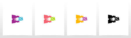 Digital Electronic Mail On Letter Logo Design Xのイラスト素材
