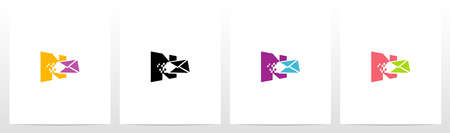 Digital Electronic Mail On Letter Logo Design Nのイラスト素材