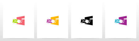 Digital Electronic Mail On Letter Logo Design Sのイラスト素材