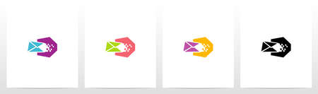 Digital Electronic Mail On Letter Logo Design Dのイラスト素材