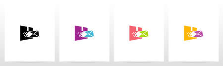 Digital Electronic Mail On Letter Logo Design Uのイラスト素材