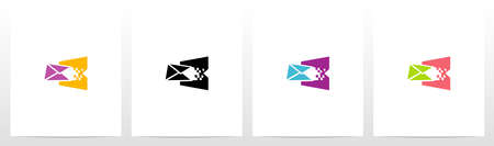 Digital Electronic Mail On Letter Logo Design Bのイラスト素材