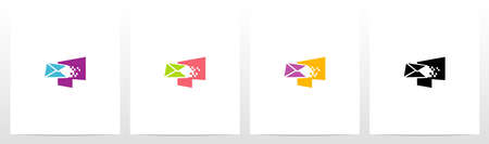 Digital Electronic Mail On Letter Logo Design Pのイラスト素材