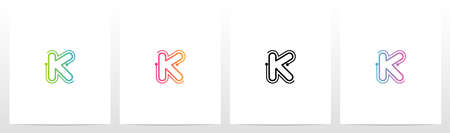 Dots With Lines On The Outside Of Letter Logo Kのイラスト素材