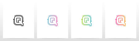 Dots With Lines On The Outside Of Letter Logo Qのイラスト素材