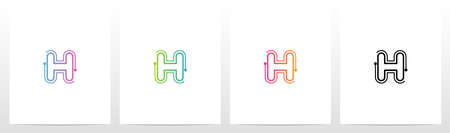 Dots With Lines On The Outside Of Letter Logo Hのイラスト素材