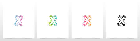 Dots With Lines On The Outside Of Letter Logo Xのイラスト素材