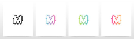 Dots With Lines On The Outside Of Letter Logo Mのイラスト素材
