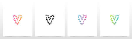 Dots With Lines On The Outside Of Letter Logo Vのイラスト素材