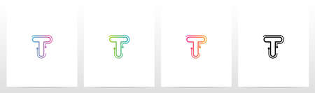 Dots With Lines On The Outside Of Letter Logo Tのイラスト素材