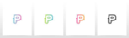Dots With Lines On The Outside Of Letter Logo Pのイラスト素材