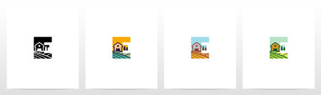 Farm On Letter Logo Design Eのイラスト素材