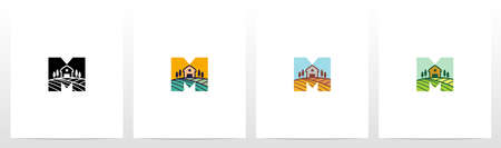 Farm On Letter Logo Design Mのイラスト素材