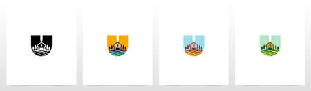 Farm On Letter Logo Design Uのイラスト素材