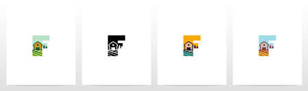 Farm On Letter Logo Design Fのイラスト素材