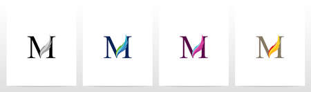 Feather On Letter Logo Design Mのイラスト素材