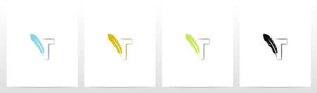 Feather Quill On Letter Logo Design Tのイラスト素材