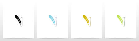 Feather Quill On Letter Logo Design Iのイラスト素材