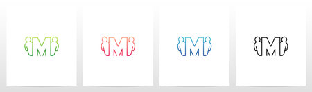 Humans Besides Letter Logo Design Mのイラスト素材