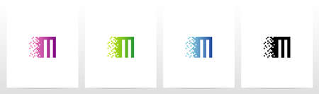 Pixel Eroded On Letter Logo Design Mのイラスト素材
