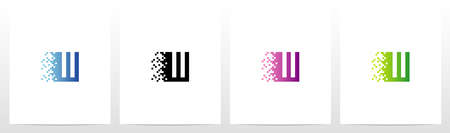 Pixel Eroded On Letter Logo Design Wのイラスト素材