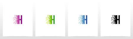 Pixel Eroded On Letter Logo Design Hのイラスト素材
