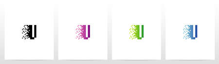 Pixel Eroded On Letter Logo Design Vのイラスト素材