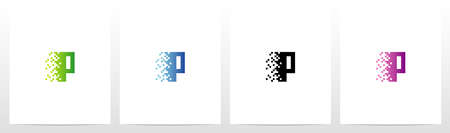 Pixel Eroded On Letter Logo Design Pのイラスト素材
