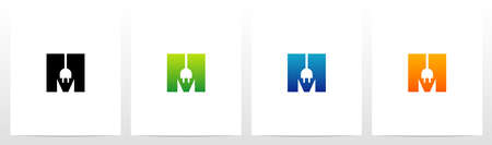 Power Plug On Letter Logo Design Mのイラスト素材