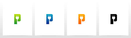 Power Plug On Letter Logo Design Pのイラスト素材