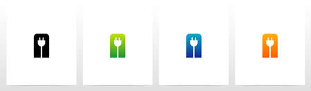 Power Plug On Letter Logo Design Aのイラスト素材