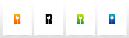 Power Plug On Letter Logo Design Rのイラスト素材
