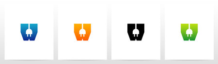Power Plug On Letter Logo Design Wのイラスト素材