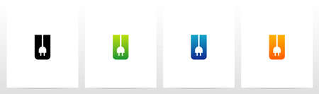 Power Plug On Letter Logo Design Uのイラスト素材
