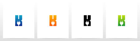Power Plug On Letter Logo Design Kのイラスト素材