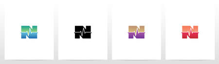 Pulse Line On Letter Logo Design Nのイラスト素材