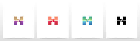 Pulse Line On Letter Logo Design Hのイラスト素材