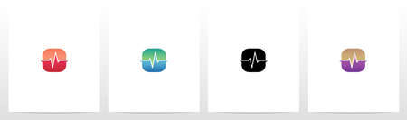 Pulse Line On Letter Logo Design Oのイラスト素材