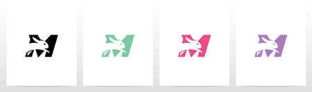 Rabbit Running On Letter Logo Design Mのイラスト素材
