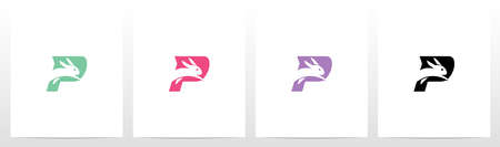 Rabbit Running On Letter Logo Design Pのイラスト素材