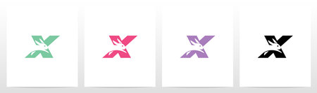 Rabbit Running On Letter Logo Design Xのイラスト素材