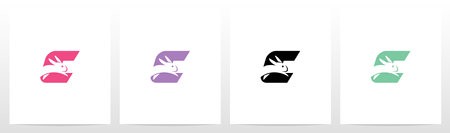 Rabbit Running On Letter Logo Design Cのイラスト素材