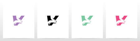 Rabbit Running On Letter Logo Design Vのイラスト素材