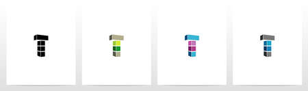 Rectangle Block On Letter Logo Design Tのイラスト素材