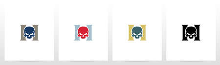 Skull On Letter Logo Design Hのイラスト素材