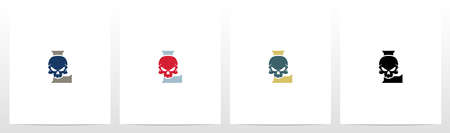 Skull On Letter Logo Design Lのイラスト素材