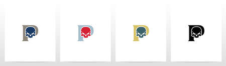 Skull On Letter Logo Design Pのイラスト素材