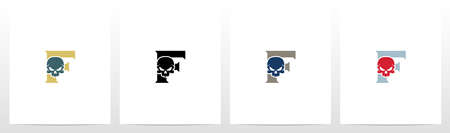 Skull On Letter Logo Design Fのイラスト素材
