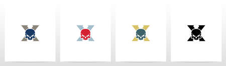 Skull On Letter Logo Design Xのイラスト素材